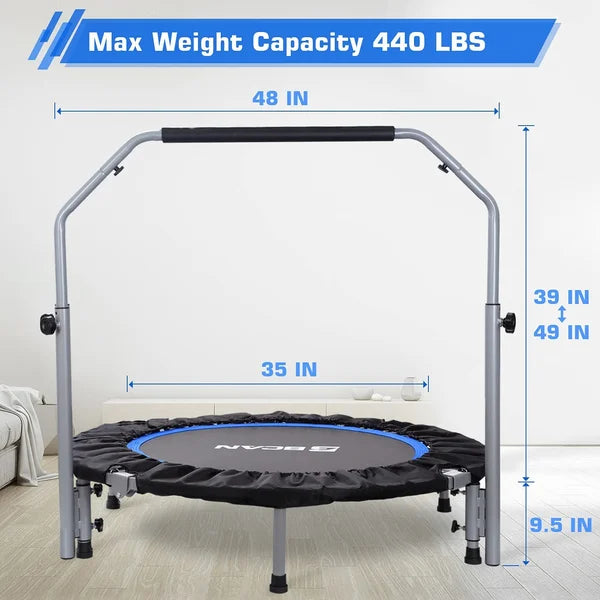 48" Foldable Mini Trampoline With Handlebar