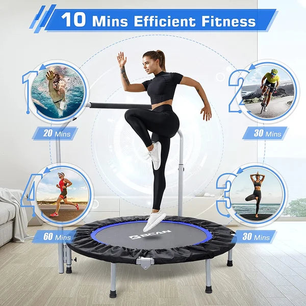 48" Foldable Mini Trampoline With Handlebar