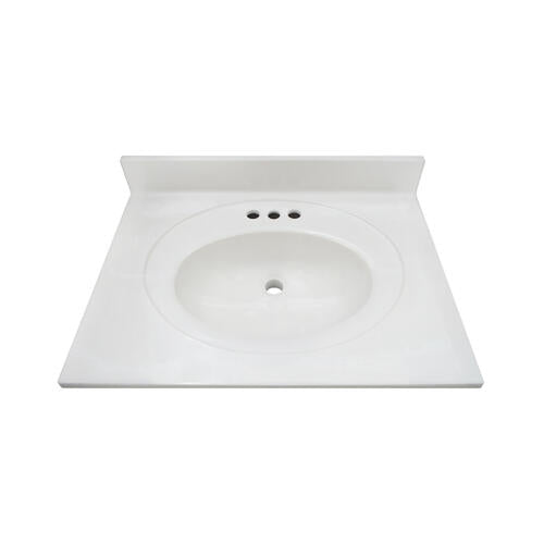 19"W x 17"D White Swirl Cultured Marble Vanity Top with Oval Integrated Bowl