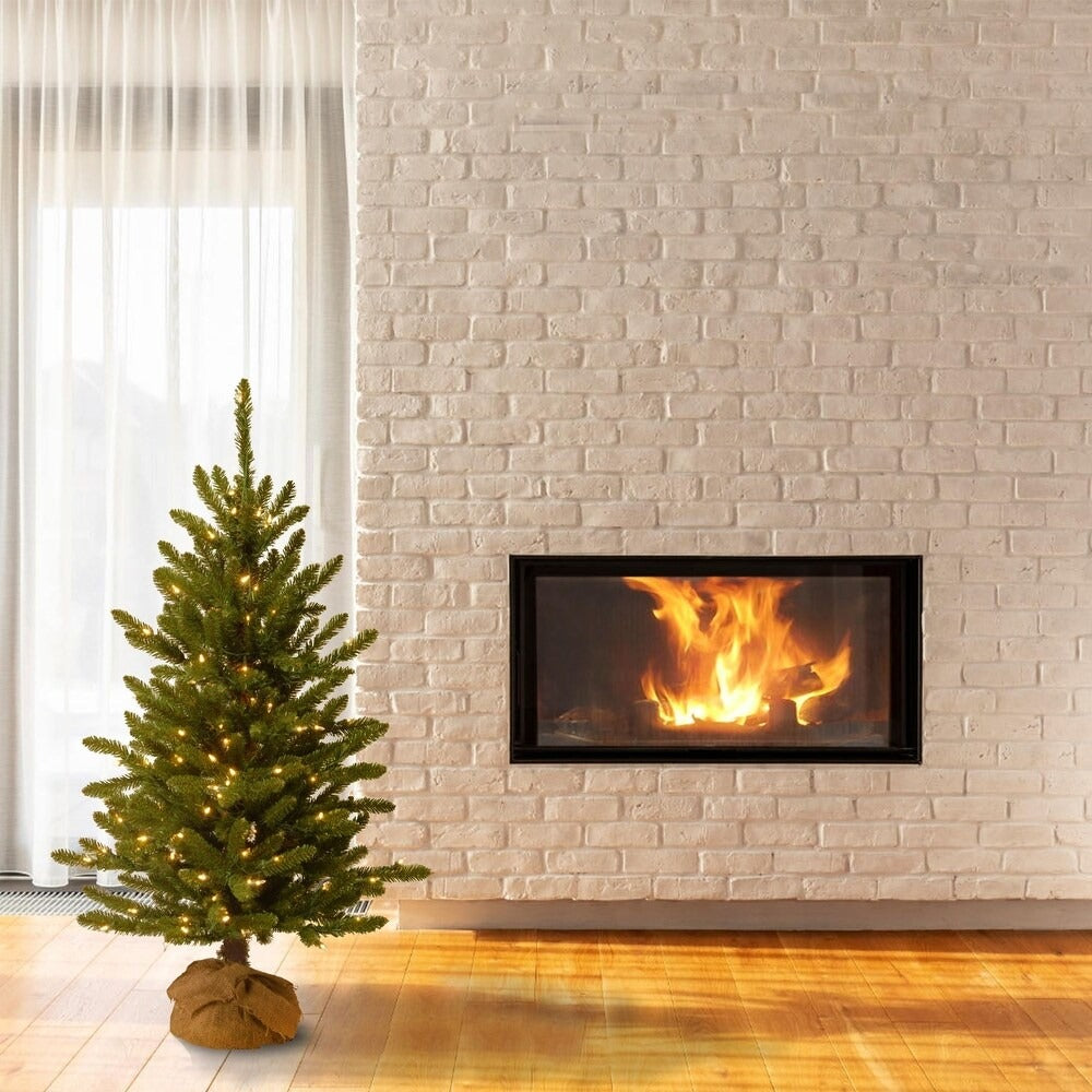4’ Pre-lit Kensington Burlap Artificial Christmas Tree –Clear Lights - 4 Foot KB706