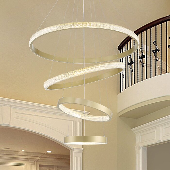 4 - Light Dimmable LED Tiered Chandelier