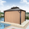 12' X 16' Double Roof Hardtop Aluminum Permanent Gazebo With Mosquito Net And Privacy Curtain (3 Boxes) CL157