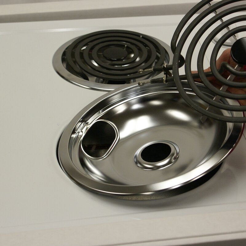 2.5" H x 7.5" W x 9.5" D Chrome 4 Piece Cooktop Style A Plug-in Electric Range Drip Pan Set (Part number: 10124XN) (Set of 4) CL672