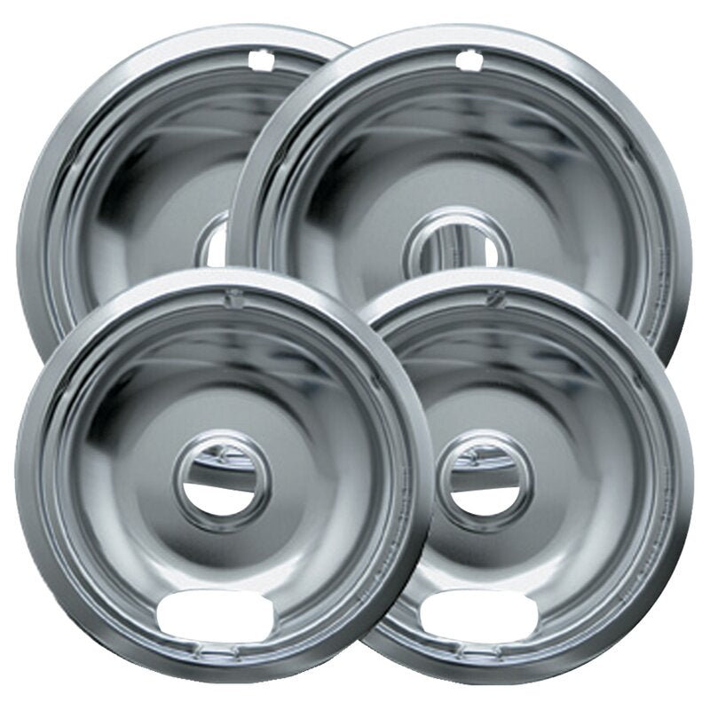 2.5" H x 7.5" W x 9.5" D Chrome 4 Piece Cooktop Style A Plug-in Electric Range Drip Pan Set (Part number: 10124XN) (Set of 4) CL672