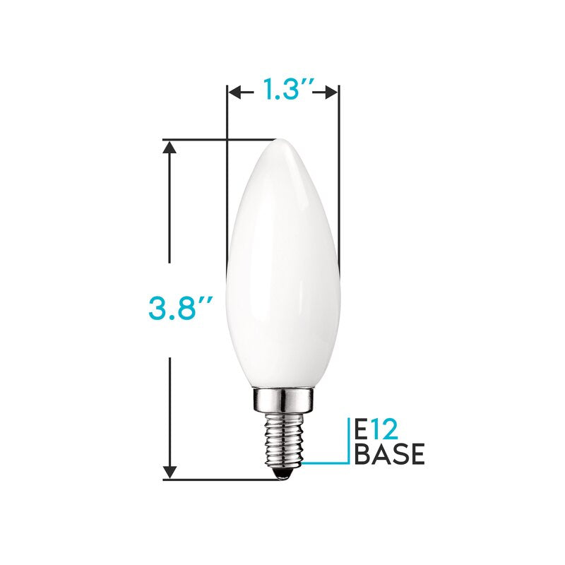 4 Watt (40 Watt Equivalent), B11 LED, Dimmable Light Bulb, Warrm White (2700K) E12/Candelabra Base