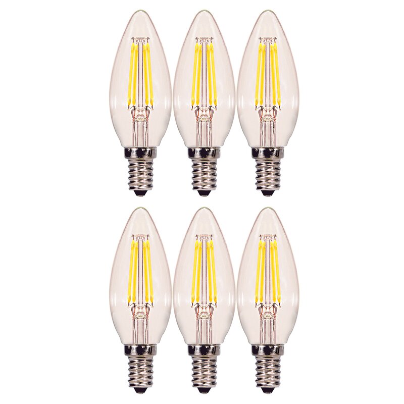 4 Watt, C11 LED, Dimmable Light Bulb, E12/Candelabra Base (Set of 6), LC188