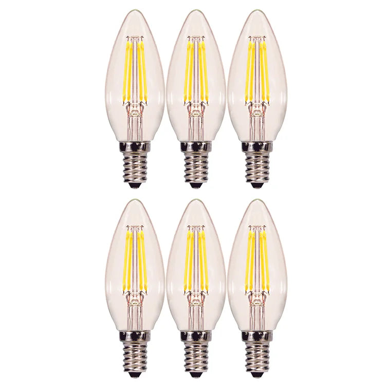 4 Watt (40 Watt Equivalent), C11 LED, Dimmable Light Bulb, Warm White (3000K) E12/Candelabra Base (Set of 24)