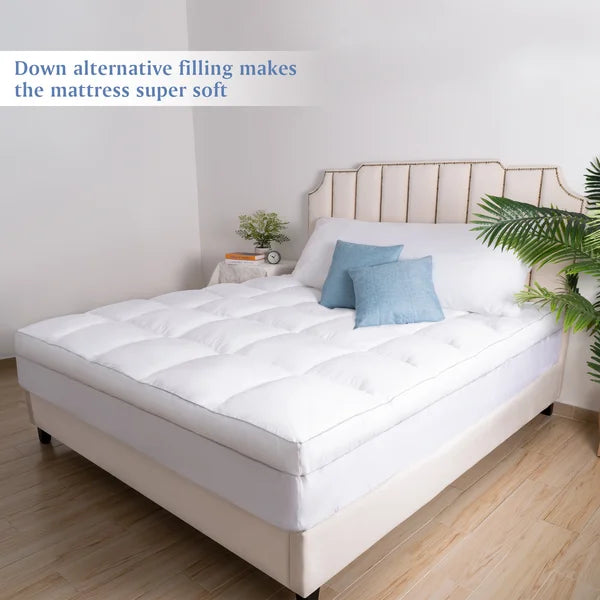 4" Tencel Jacquard 4" Down Alternative Mattress Topper queen