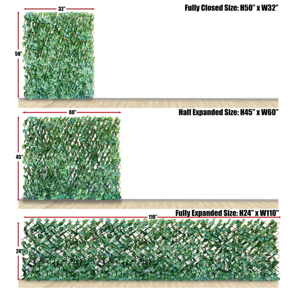 4 ft. H x 10 ft. W Single Side Expandable Faux Artificial Ivy Fencing (Set of 2)