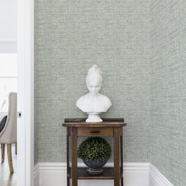 20 Ft x 27 In Papyrus Weave Peel and Stick Wallpaper Blue