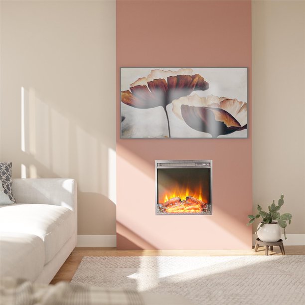18" x 18" Glass Front Electric Fireplace Insert, Black