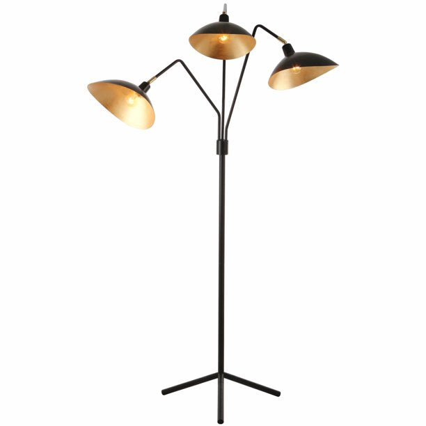 Black Safavieh Iris 69.5 Mid-Century Triple Light Floor Lamp