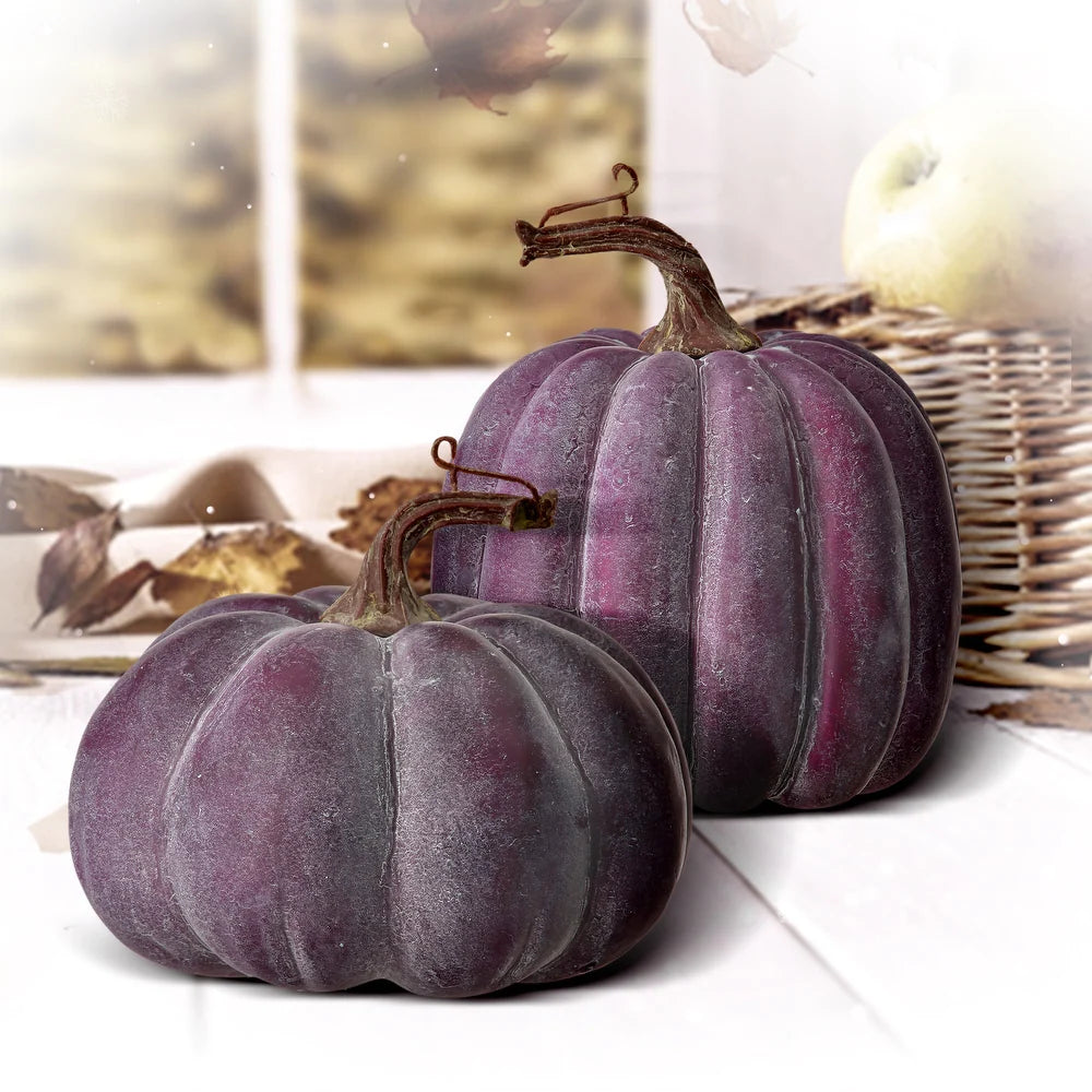 5-6" Waterproof Weathered Pumpkin Set of 2 - Plum