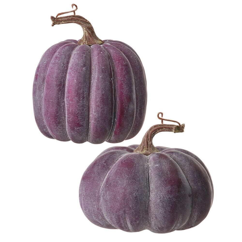 5-6" Waterproof Weathered Pumpkin Set of 2 - Plum