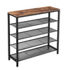Black/Rustic brown 5-Tier Storage 18 Pair Shoe Rack