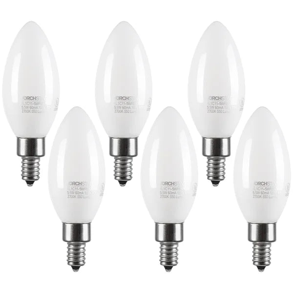 84360 5.5 Watt (60 Watt Equivalent), C11 LED Dimmable Light Bulb, (2700K) E12/Candelabra Base (Set of 12)