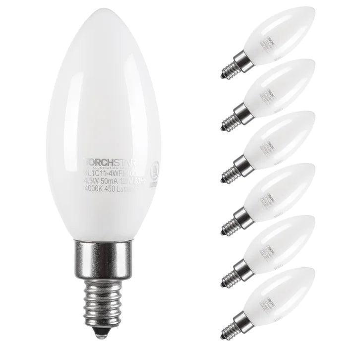 5.5 Watt (60 Watt Equivalent), C11 LED Dimmable Light Bulb, (4000K) E12/Candelabra Base (Set of 6)
