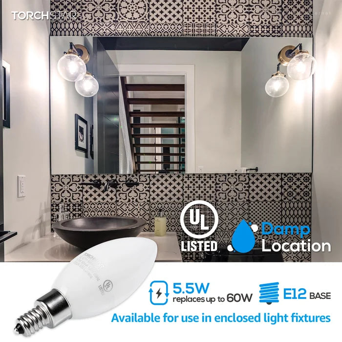 5.5 Watt (60 Watt Equivalent), C11 LED Dimmable Light Bulb, (4000K) E12/Candelabra Base (Set of 6)