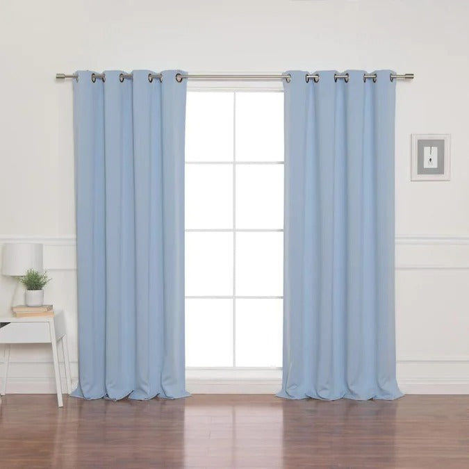 Best Home Fashion 84-in Sky Blue Polyester Blackout Grommet Curtain Panel Pair (Set of 2) ss512