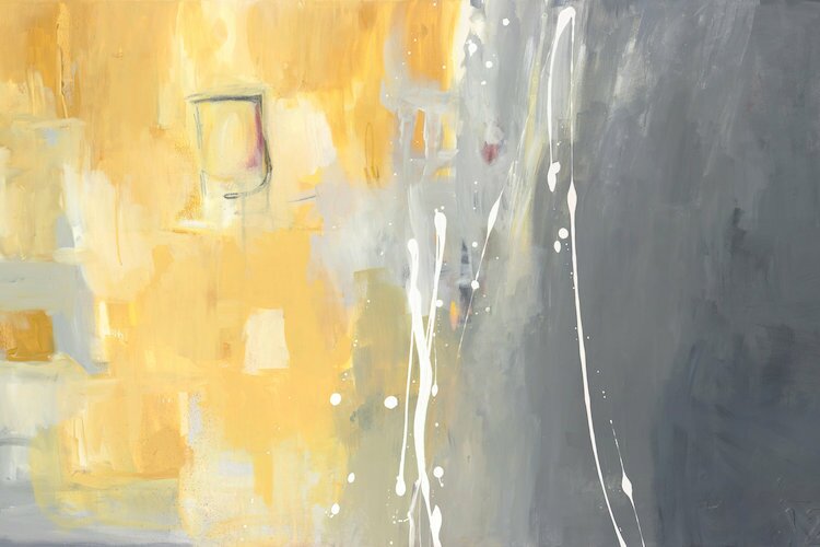 50 Shades Of Gray And Yellow by Julie Ahmad - Gallery-Wrapped Canvas Giclée on Canvas LC823