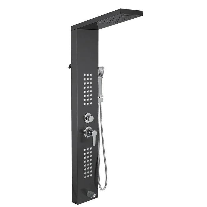Black 50" Shower Panel with Adjustable Shower Head