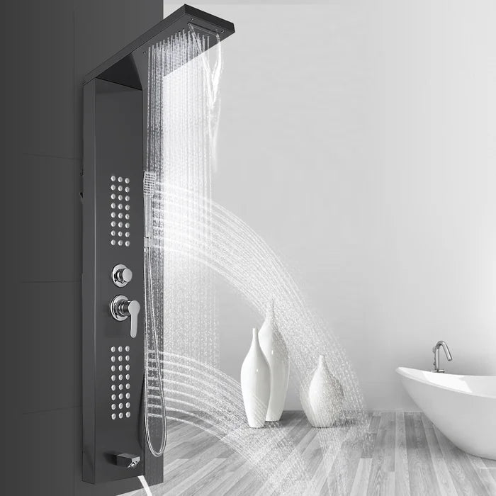 Black 50" Shower Panel with Adjustable Shower Head