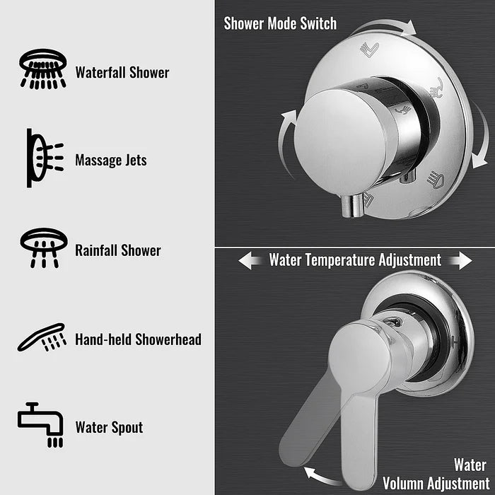 Black 50" Shower Panel with Adjustable Shower Head