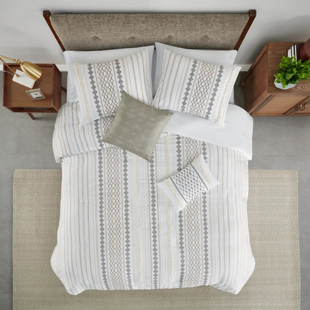 510 Design Alivia White 5 Piece Printed Comforter Set - Full - Queen
