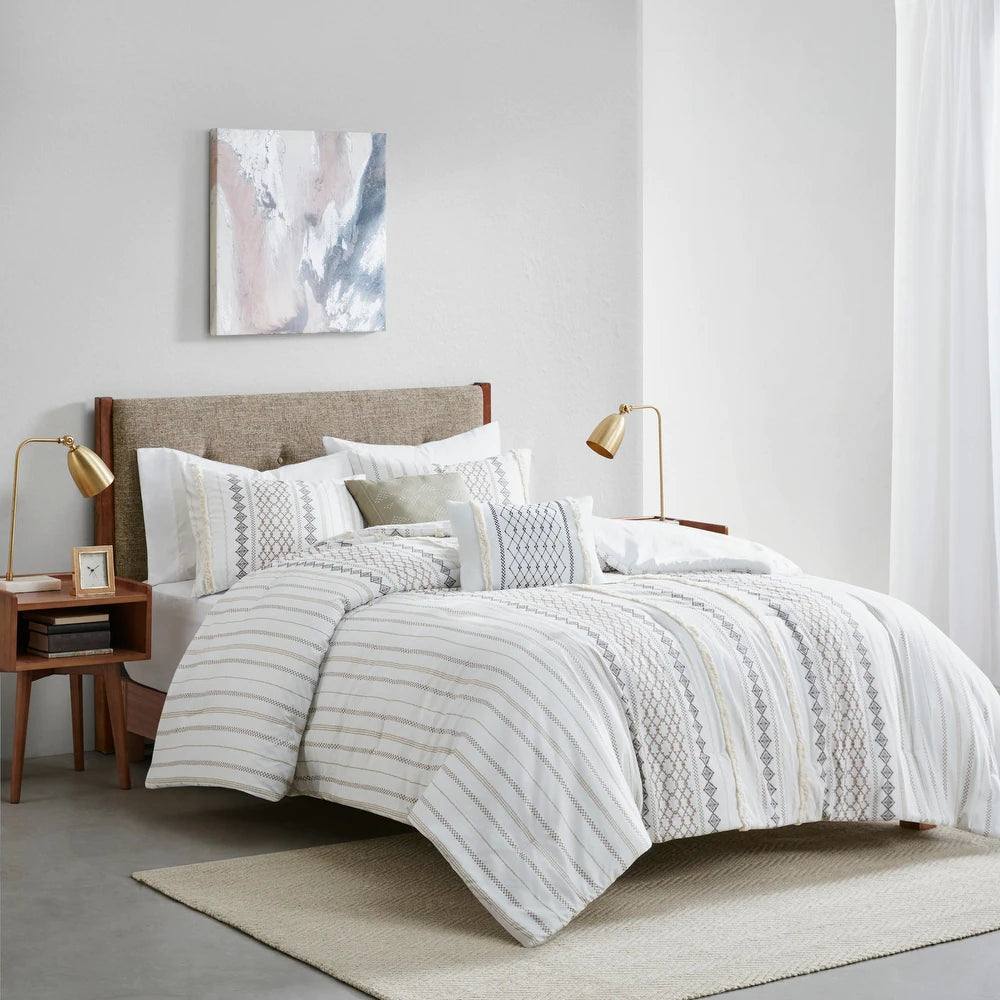 510 Design Alivia White 5 Piece Printed Comforter Set - Full - Queen
