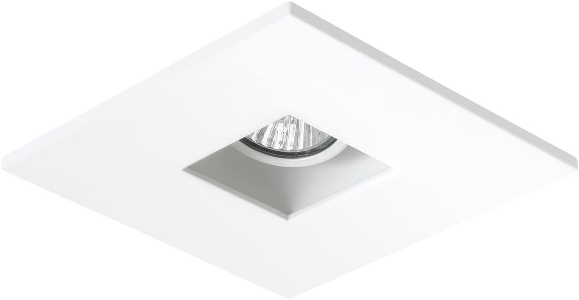 4" LED IC Rated Die-Cast Swivel Baffle Square Trim Recessed Lighting Kit, White, Easy Install Push-N-Click Clips, LED Bulb Included, 3.88" Hole Size,90738 B77-KS272