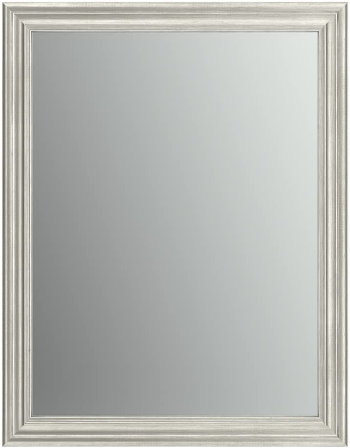 Wall Mount 21 in. x 28 in. Small S1) Rectangular Framed Float Mounting Bathroom Mirror in Vintage Nickel with Standard Glass