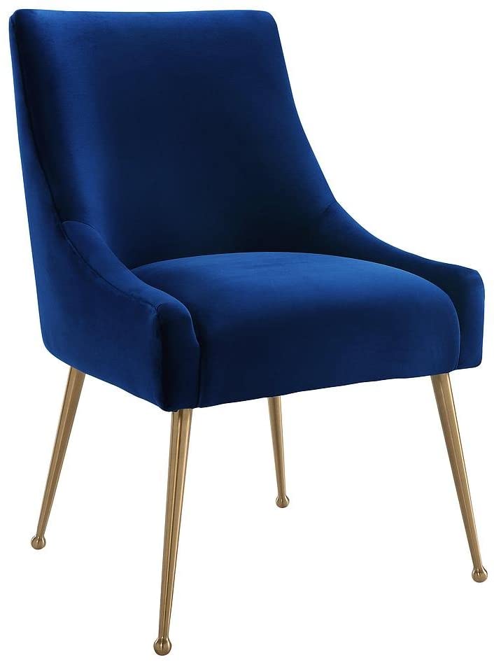 Velvet Upholstered Side Chair, Navy #CR2081