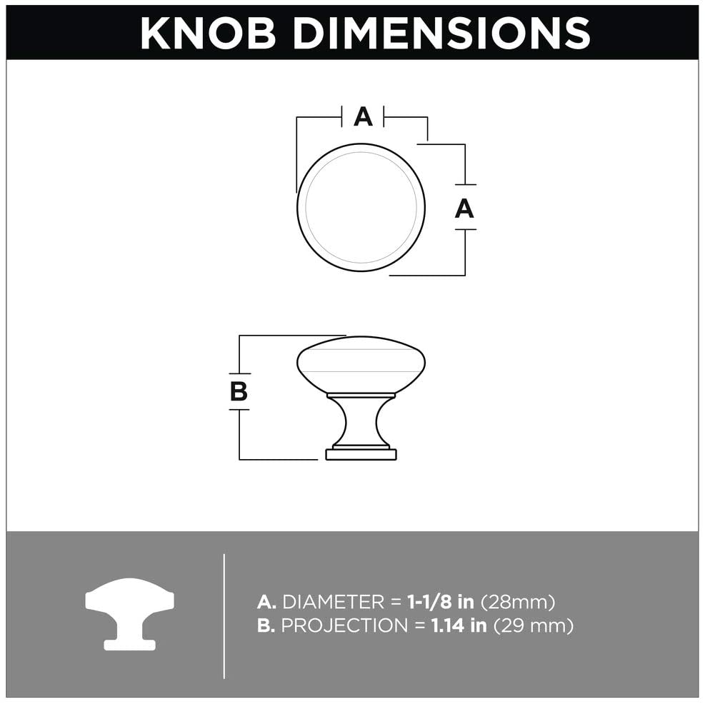 1-1/4-Inch Round Cabinet Hardware Knob, Flat Black, 1 pack, Packaging May Vary, set of 10