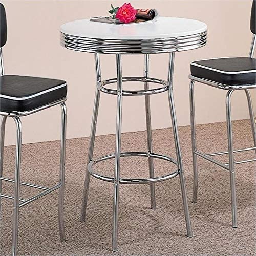 30" Round Pub Table in White and Chrome