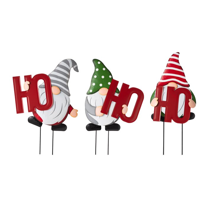 51"H Metal Christmas HOHOHO Gnome Stake or Wall Decor