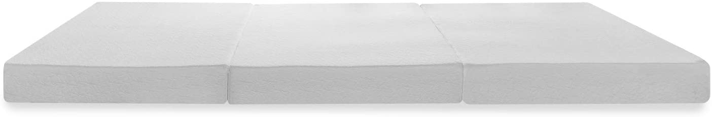 4 Inch Trifold Memory Foam Mattress Topper with Cover, CertiPUR-US Certified, Full