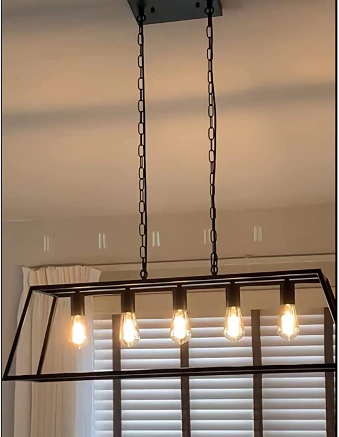 Black Modern Kitchen Island Lighting Farmhouse Chandelier Industrial Ceiling Light Fixtures for Kitchen, Dining Room, Living Room, Bar, Foyer (5-Light)
