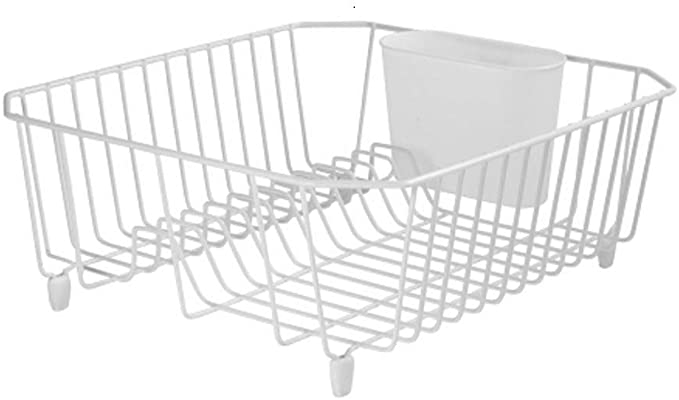 White Twin Sink Dish Drainer