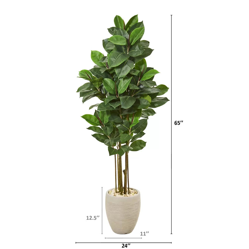 52.5" Artificial Rubber Leaf Tree in Planter