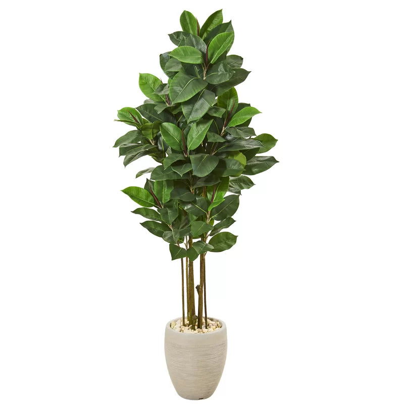 52.5" Artificial Rubber Leaf Tree in Planter