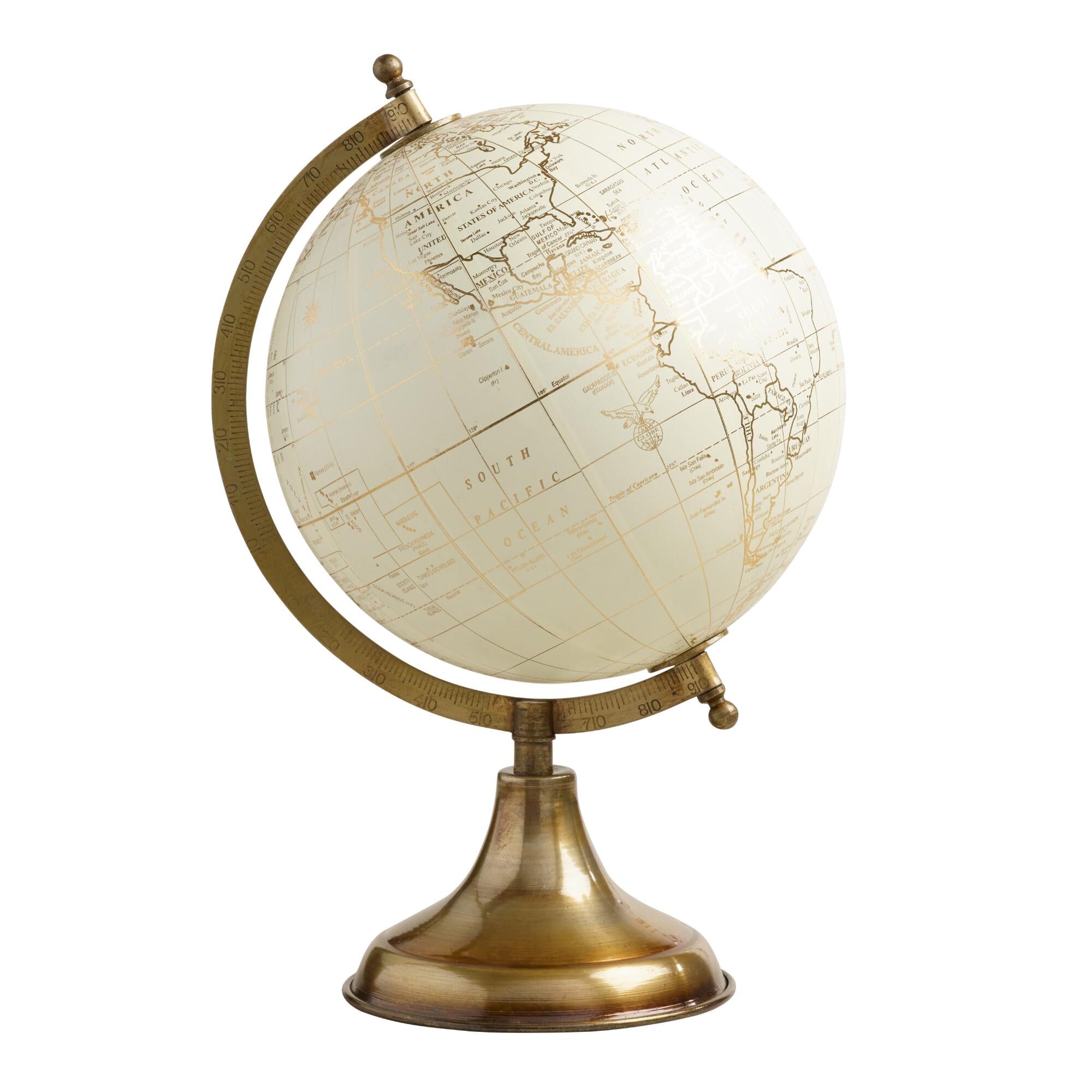 White Globe With Gold Stand, set of 4