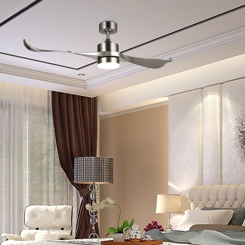 Brushed Nickel 52" Minnetrista 2 Blade LED Ceiling Fan with Remote, Light Kit Included 7386