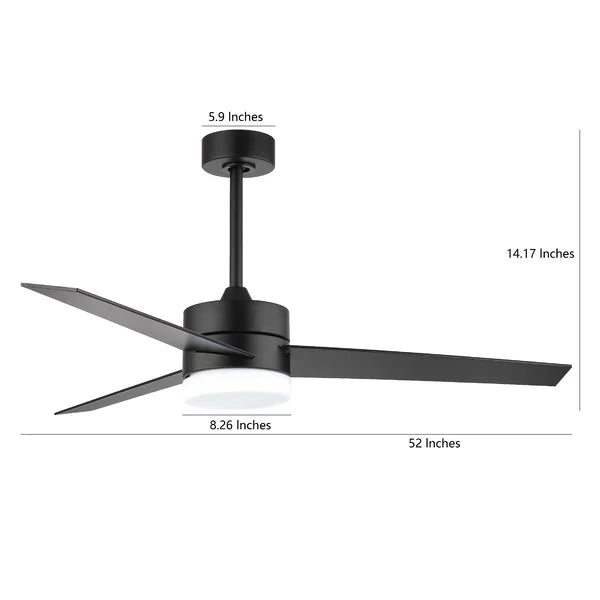 52'' Aydriana 3 - Blade LED Standard Ceiling Fan with Remote Control and Light Kit Included