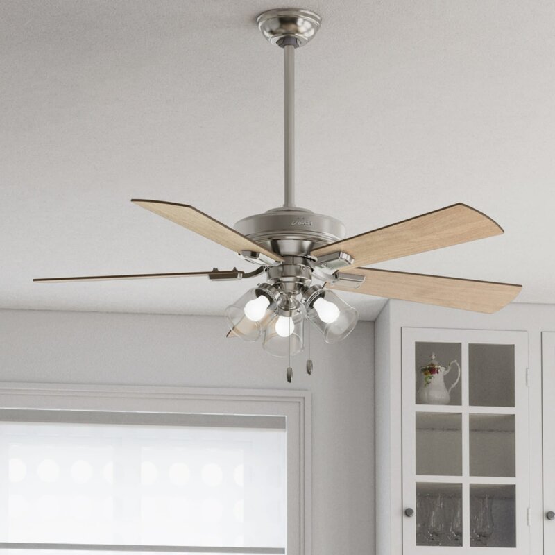 52'' Crestfield 5 - Blade Standard Ceiling Fan with Pull Chain and Light Kit Included SHB320