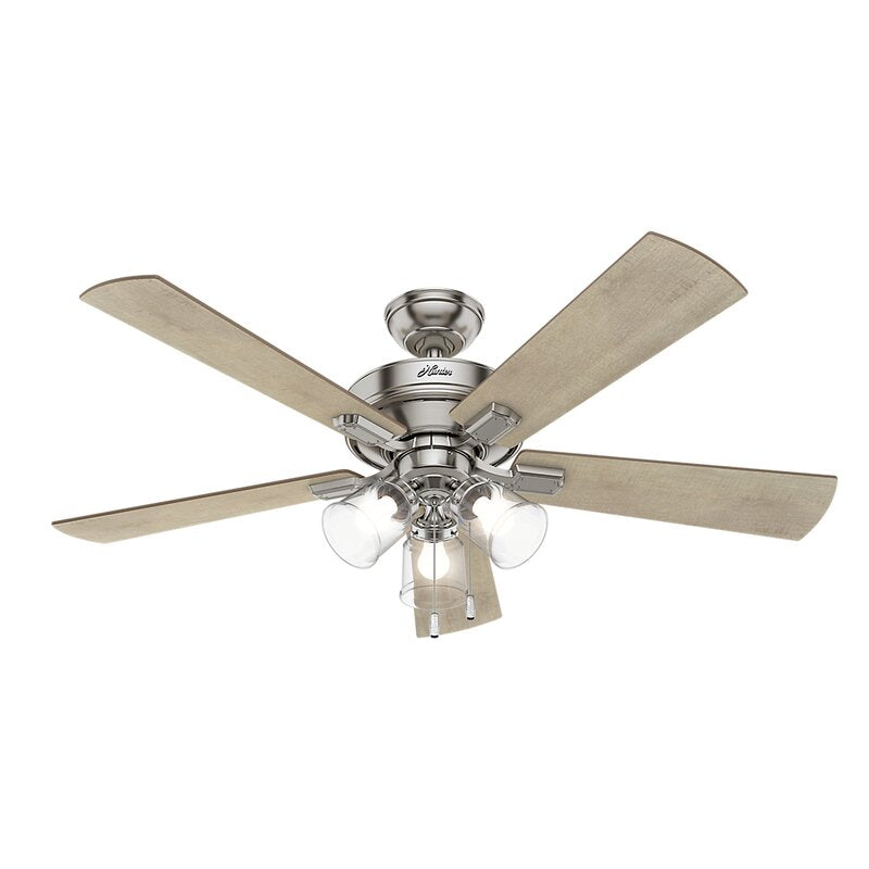 52'' Crestfield 5 - Blade Standard Ceiling Fan with Pull Chain and Light Kit Included SHB320