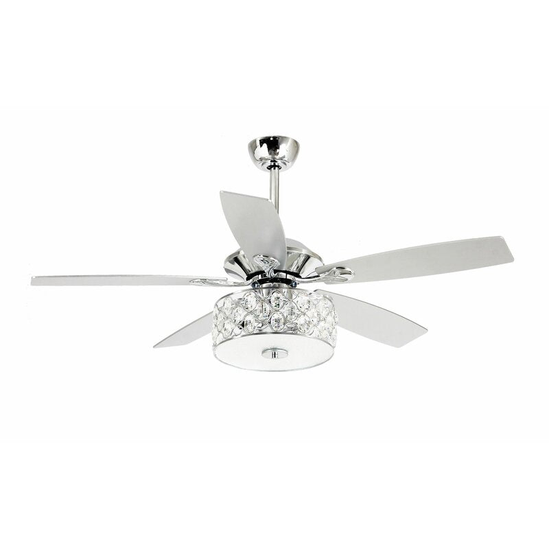 52'' Rupert 5 - Blade Crystal Ceiling Fan with Remote Control and Light Kit Included K8530