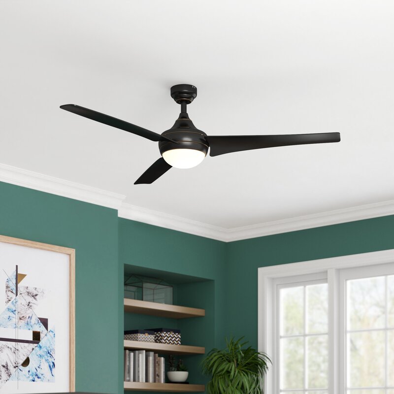 52'' Schall 3 - Blade Propeller Ceiling Fan with Remote Control and Light Kit Included CYB498