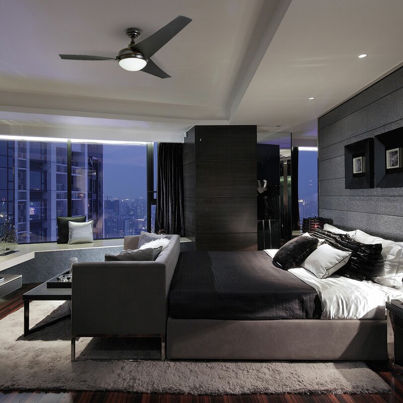 52'' Schall 3 - Blade Propeller Ceiling Fan with Remote Control and Light Kit Included CYB498