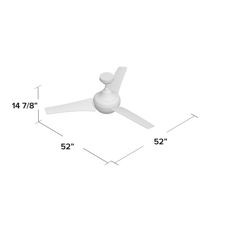 52'' Schall 3 - Blade Propeller Ceiling Fan with Remote Control and Light Kit Included CYB498
