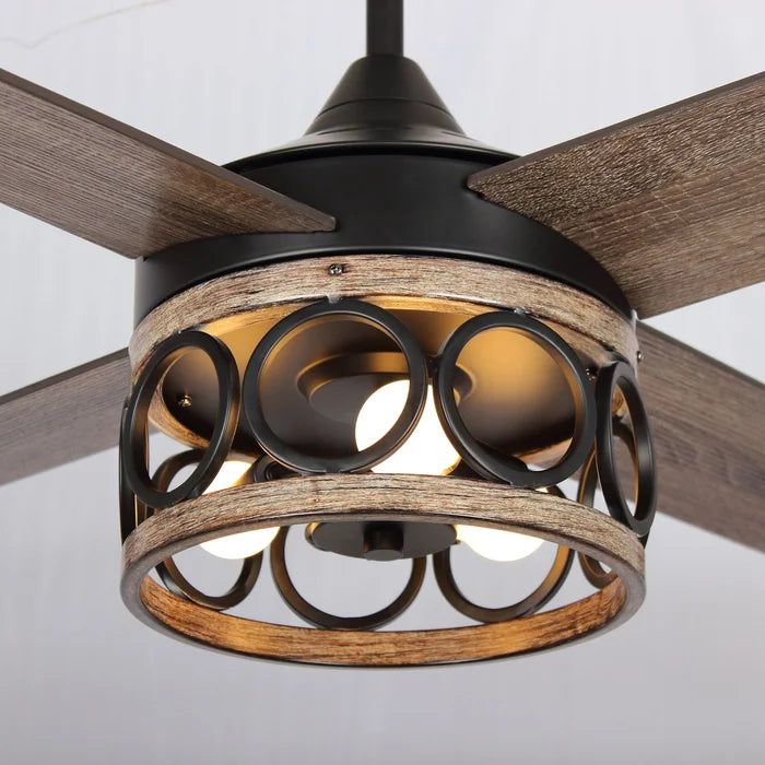 52'' Strasser 4 - Blade Standard Ceiling Fan with Remote Control and Light Kit Included